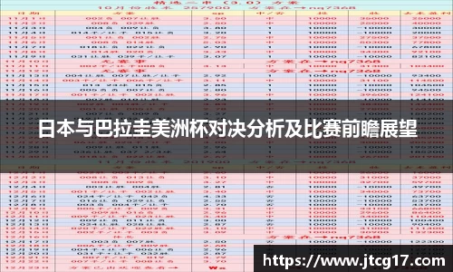 日本与巴拉圭美洲杯对决分析及比赛前瞻展望